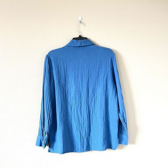 Crinkle Gauze Button Down Shirt - Picture 11 of 11